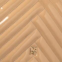 Pre Owned Carolina Herrera Beige Quilted Patent Leather Bimpa Flap Shoulder Bag