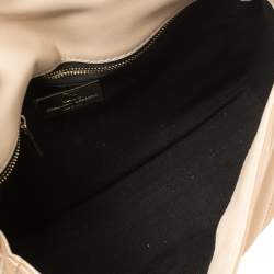 Pre Owned Carolina Herrera Beige Quilted Patent Leather Bimpa Flap Shoulder Bag