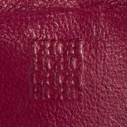 Pre Owned Carolina Herrera Magenta Logo Embossed Leather Flap Clutch  