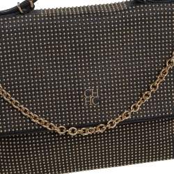 Pre Owned Carolina Herrera Black Leather Minuetto Studded Top Handle Bag