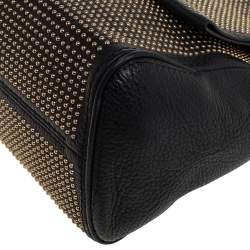 Pre Owned Carolina Herrera Black Leather Minuetto Studded Top Handle Bag