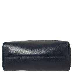 Pre Owned Carolina Herrera Navy Blue Leather Minueto Flap Bag