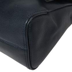 Pre Owned Carolina Herrera Navy Blue Leather Minueto Flap Bag