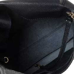 Pre Owned Carolina Herrera Navy Blue Leather Minueto Flap Bag