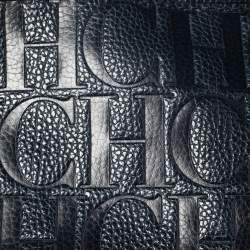 Pre Owned Carolina Herrera Navy Blue Leather Minueto Flap Bag