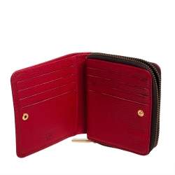 Pre Owned Carolina Herrera Red Leather Zip Around Wallet