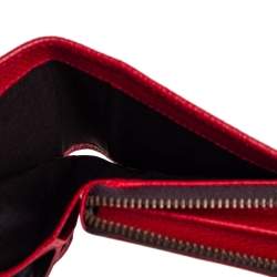Pre Owned Carolina Herrera Red Leather Zip Around Wallet