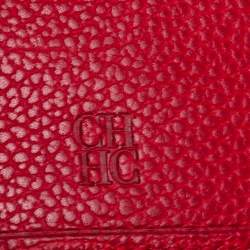Pre Owned Carolina Herrera Red Leather Zip Around Wallet