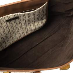 Pre Owned Carolina Herrera Beige/Brown Monogram Coated Canvas and Leather Charm Tote