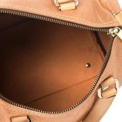 Pre Owned Carolina Herrera Metallic Rose Gold Embossed Leather Andy Boston Bag