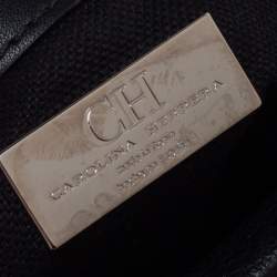 Pre Owned Carolina Herrera Black Embossed Leather Duke Satchel