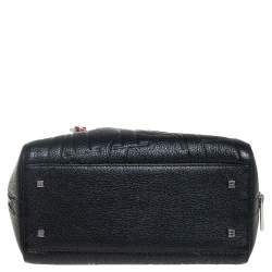 Pre Owned Carolina Herrera Black Embossed Leather Duke Satchel