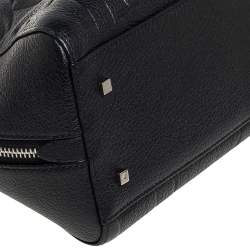 Pre Owned Carolina Herrera Black Embossed Leather Duke Satchel