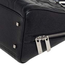 Pre Owned Carolina Herrera Black Embossed Leather Duke Satchel