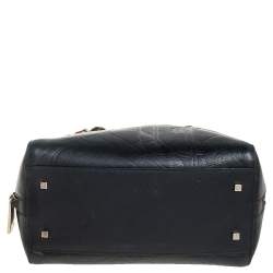 Pre Owned Carolina Herrera Black Embossed Leather Duke Satchel