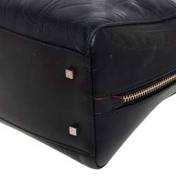 Pre Owned Carolina Herrera Black Embossed Leather Duke Satchel