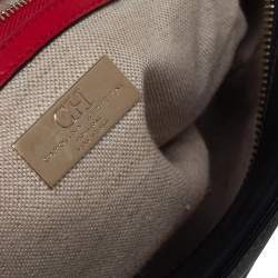 Pre Owned Carolina Herrera Black Embossed Leather Duke Satchel