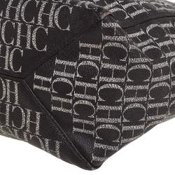 Pre Owned Carolina Herrera Dark Brown Monogram Coated Canvas and Leather Shopper Tote