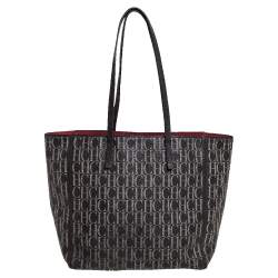 Pre Owned Carolina Herrera Dark Brown Monogram Coated Canvas and Leather Shopper Tote