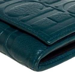 Pre Owned Carolina Herrera Green Embossed Leather Continental Wallet