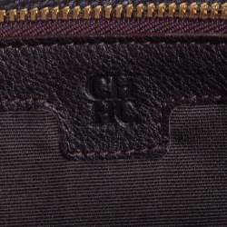 Pre Owned Carolina Herrera Green Embossed Leather Continental Wallet