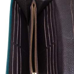 Pre Owned Carolina Herrera Green Embossed Leather Continental Wallet