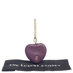 Pre Owned Carolina Herrera Purple Leather Coin Purse