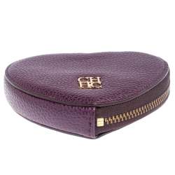 Pre Owned Carolina Herrera Purple Leather Coin Purse
