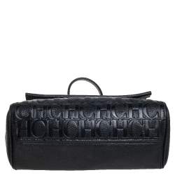 Pre Owned Carolina Herrera Black Leather Minuetto Top Handle Bag