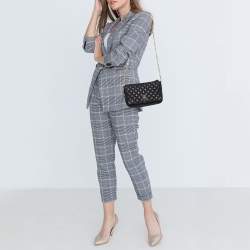 Pre Owned Carolina Herrera Black Quilted Leather Flap Crossbody Bag