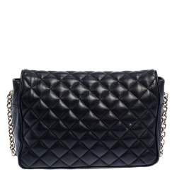 Pre Owned Carolina Herrera Black Quilted Leather Flap Crossbody Bag