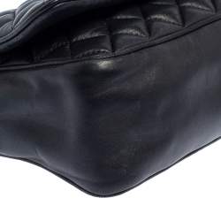 Pre Owned Carolina Herrera Black Quilted Leather Flap Crossbody Bag