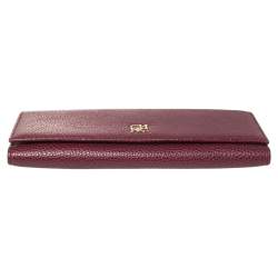Pre Owned Carolina Herrera Burgundy Leather Flap Continental Wallet