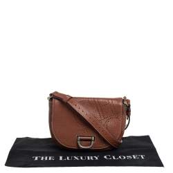 Pre Owned Carolina Herrera Brown Leather Flap Crossbody Bag