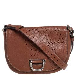 Pre Owned Carolina Herrera Brown Leather Flap Crossbody Bag