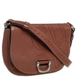 Pre Owned Carolina Herrera Brown Leather Flap Crossbody Bag