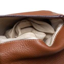 Pre Owned Carolina Herrera Brown Leather Flap Crossbody Bag