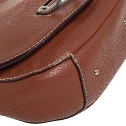 Pre Owned Carolina Herrera Brown Leather Flap Crossbody Bag