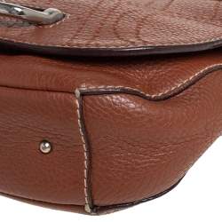 Pre Owned Carolina Herrera Brown Leather Flap Crossbody Bag