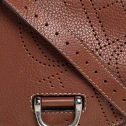 Pre Owned Carolina Herrera Brown Leather Flap Crossbody Bag