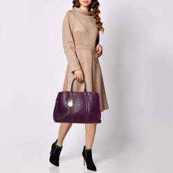 Pre Owned Carolina Herrera Purple Leather Large Matteo Tote