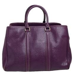 Pre Owned Carolina Herrera Purple Leather Large Matteo Tote