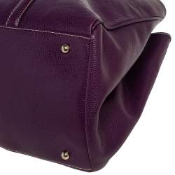 Pre Owned Carolina Herrera Purple Leather Large Matteo Tote