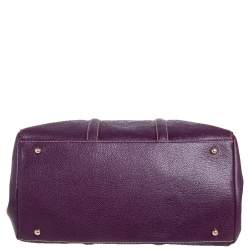 Pre Owned Carolina Herrera Purple Leather Large Matteo Tote