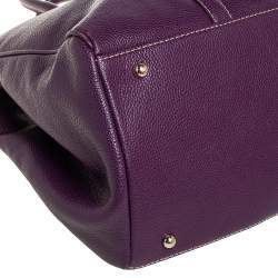 Pre Owned Carolina Herrera Purple Leather Large Matteo Tote