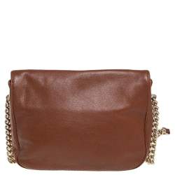 Pre Owned Carolina Herrera Brown Leather New Baltazar Flap Shoulder Bag