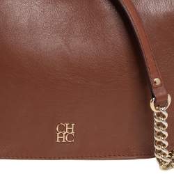 Pre Owned Carolina Herrera Brown Leather New Baltazar Flap Shoulder Bag