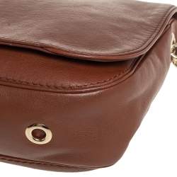 Pre Owned Carolina Herrera Brown Leather New Baltazar Flap Shoulder Bag