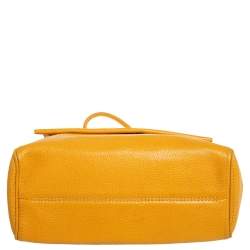 Pre Owned Carolina Herrera Yellow Leather Minuetto Flap Top Handle Bag