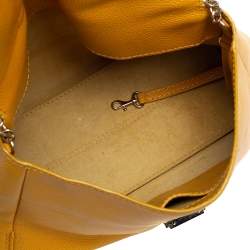 Pre Owned Carolina Herrera Yellow Leather Minuetto Flap Top Handle Bag